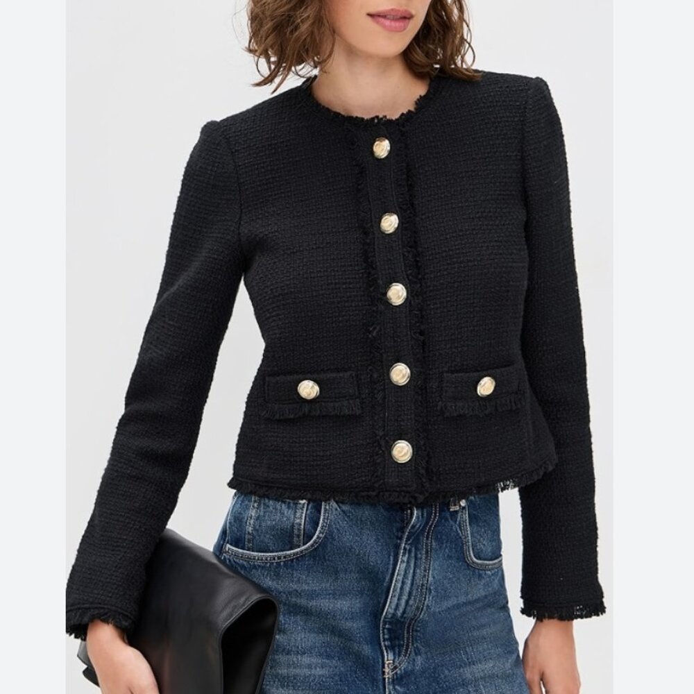 BEST NWT Cinq a Sept 5a7 Christie Jacket - Black Noir Tweed Cocktail Party